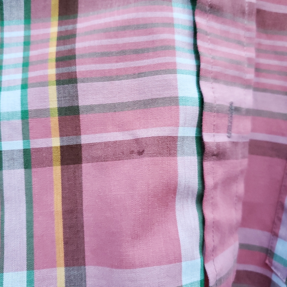 Vintage Centura Men's Long Sleeve Button Up Shirt. Large. Plaid pink, yellow, gr - Picture 7 of 7